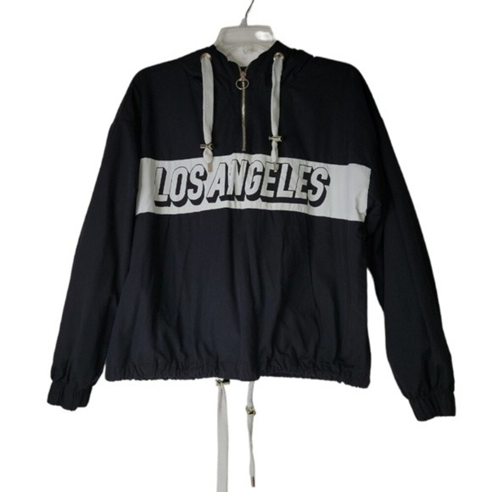 Forever 21 los Angeles black Hooded lightweight jacket Size M *